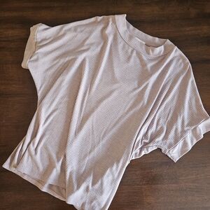 Casual Pink Ribbed Women's Top